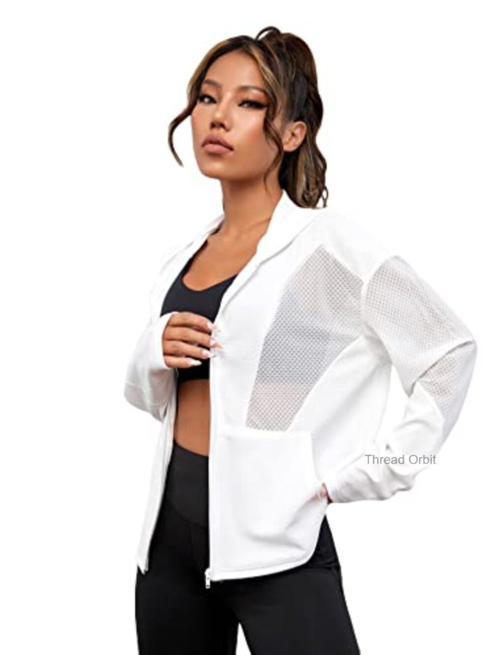 GORGLITTER Women's Zip Up Lightweight Mesh Workout Gym Jacket Fishnet Track
